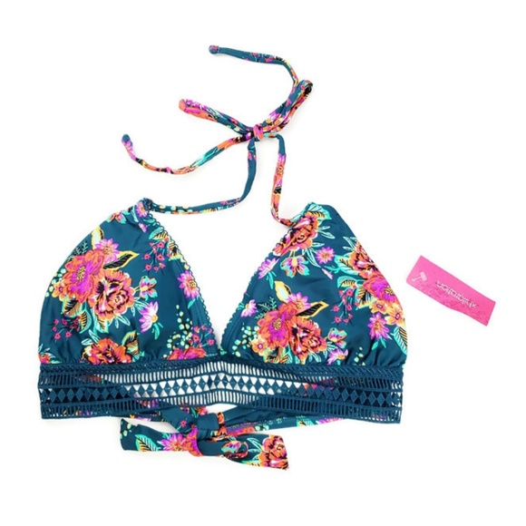 Xhilaration Other - NEW Crochet Trim Triangle Bikini Top Teal